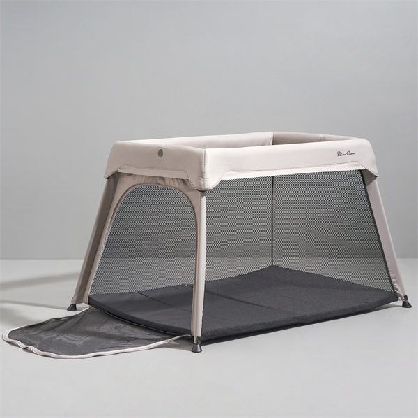 Silver Cross Slumber playard Stone with Toddler unzipped opening on the side - Goldtex