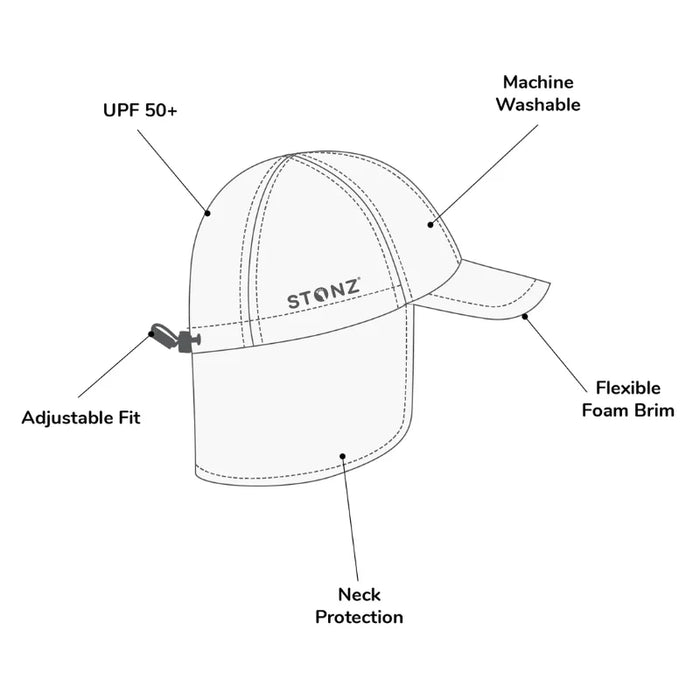 Stonz® Sun Flap Cap 2.0 for Babies & Toddlers | UPF 50+ Sun Hat | Sizes 0M-3Y