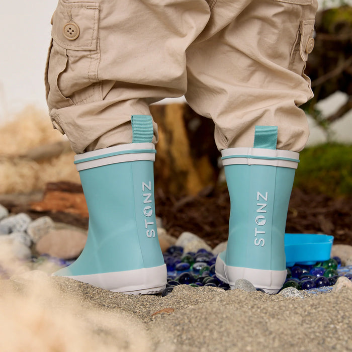 Stonz® Retro Waterproof Rain Boots for Toddlers & Kids | Sizes 4T-3Y, AQUA