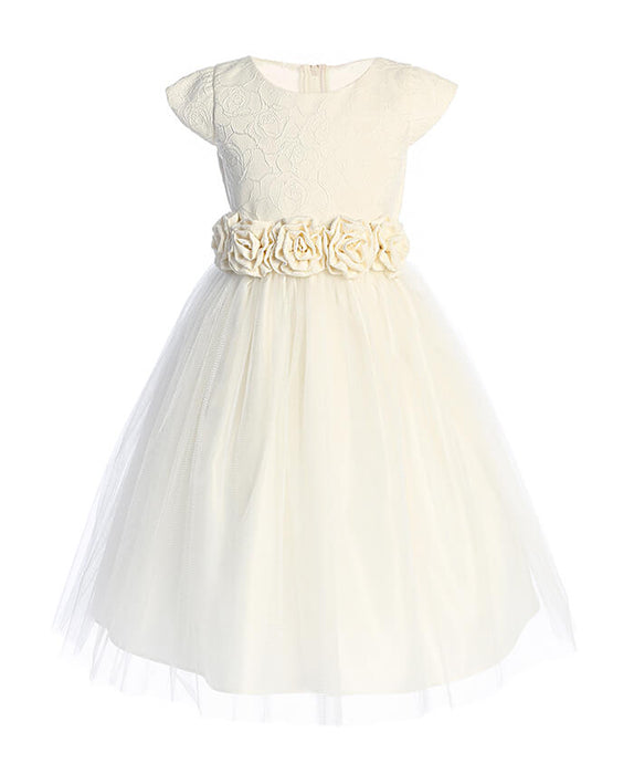Robe Jacquard Rose Ivoire Sweet Kids® pour Fille | 2 à 12 Ans