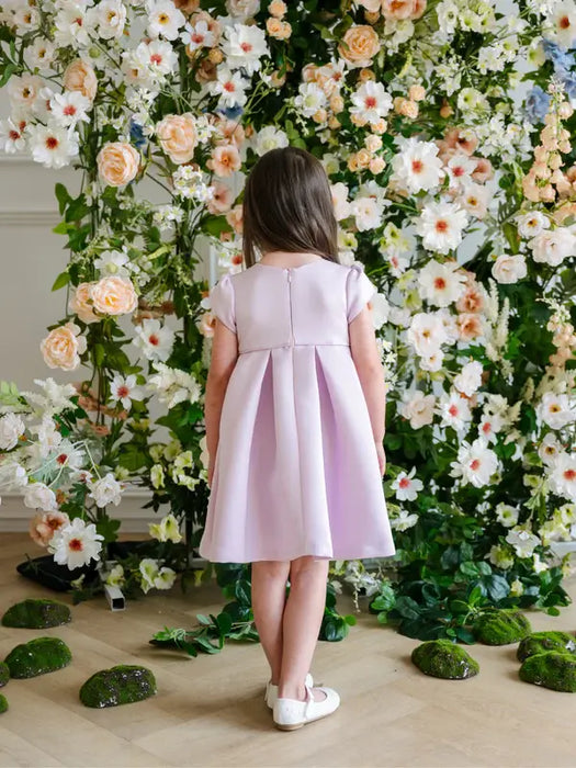 Teter Warm® Charlie Purple Party Dress with Puff Cap Sleeves and Bow CB31