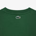 Green crew neck t-shirt with embroidered crocodile logo detail on the back neckline.