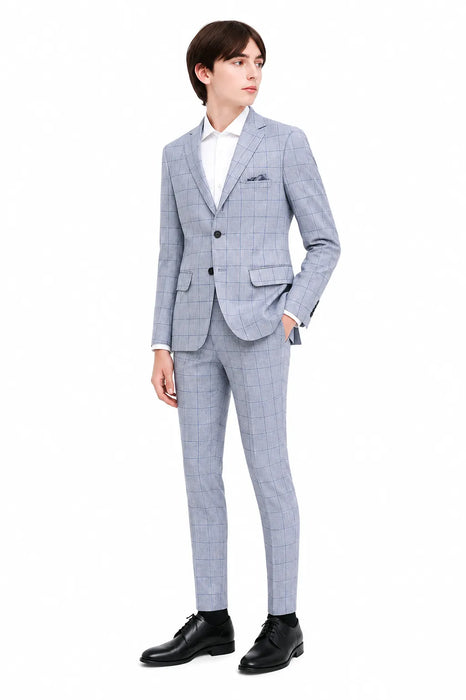 Tallia® Boys Skinny Light Blue Sharkskin Suit Size 8-20