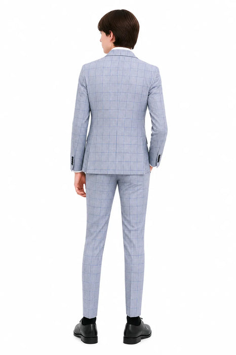 Tallia® Boys Skinny Light Blue Sharkskin Suit Size 8-20