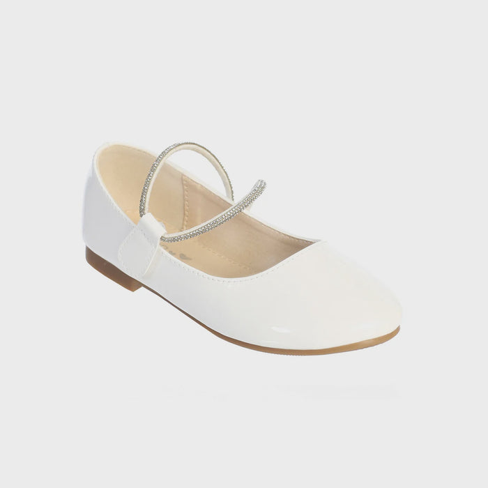 Tip Top USA® Chaussures Blanches Vernies à Bride Strass | 1 à 13