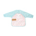Toddler sleeved bib smock with blue star pattern and cute unicorn face design