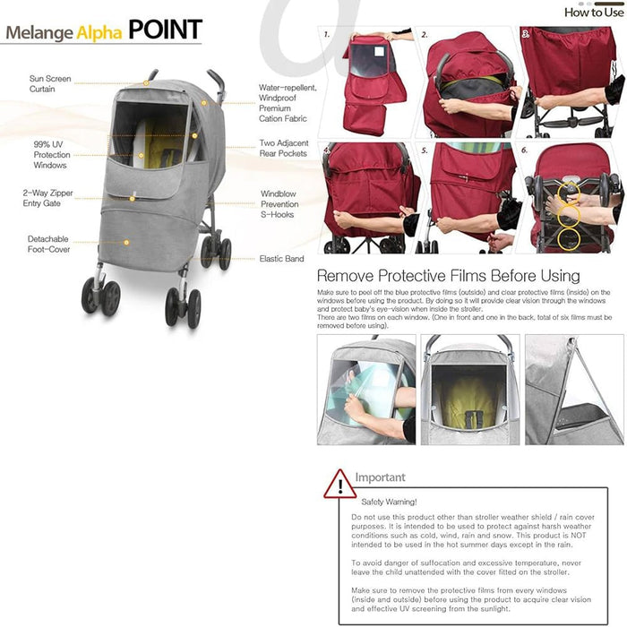 Manito Baby Stroller Weather Shield Melange - Alpha