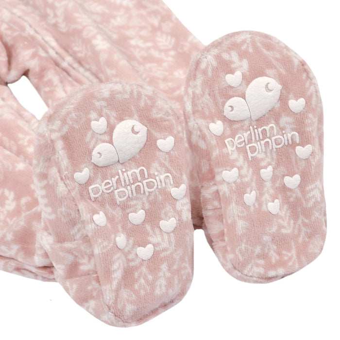 Pyjama 1 pièce à pieds pour bébés en velours de Perlimpinpin - 3-6m