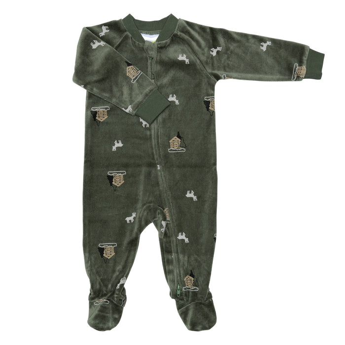 Pyjama 1 pièce à pieds pour bébés en velours de Perlimpinpin - 3-6m