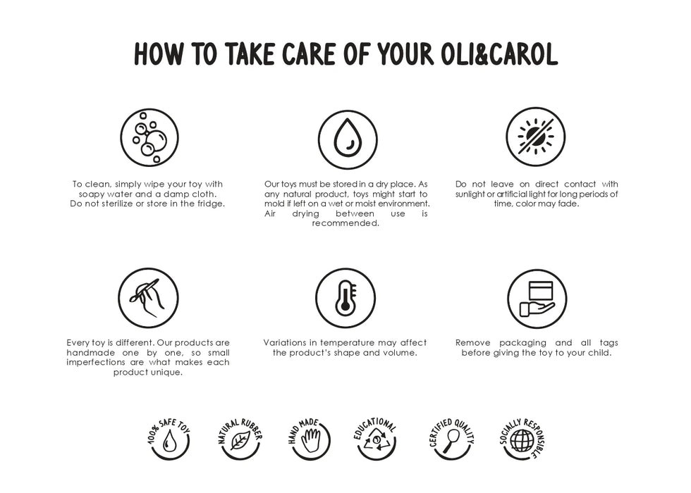 Hochet citron pour bébé en caoutchouc naturel d'Oli & Carol