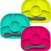 Colorful silicone baby divided plates with spoons, ideal for feeding babies and toddlers