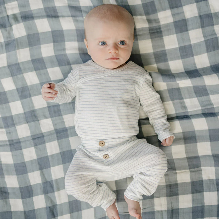 Haddad Baby Pointelle Striped Bodysuit Set (NB to 9M)