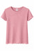 Zbaby crew neck t-shirt in pink, short sleeves with ribbed texture, shown on white background.