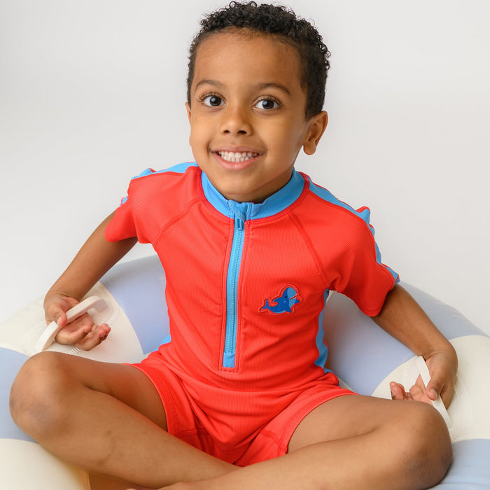 Zoocchini® Boys Short Sleeve 1pc Solid Swimsuit | 6m to 4T