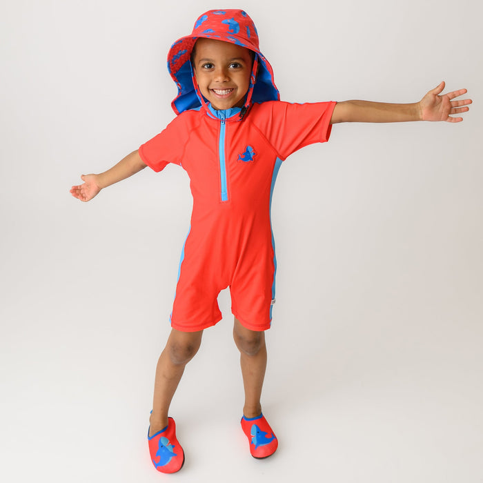 Zoocchini® Boys Short Sleeve 1pc Solid Swimsuit | 6m to 4T