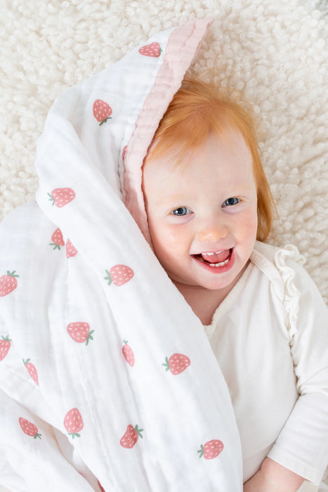 Couverture pour bébé matelassée classique Lulujo 100 % mousseline de coton 3 plis