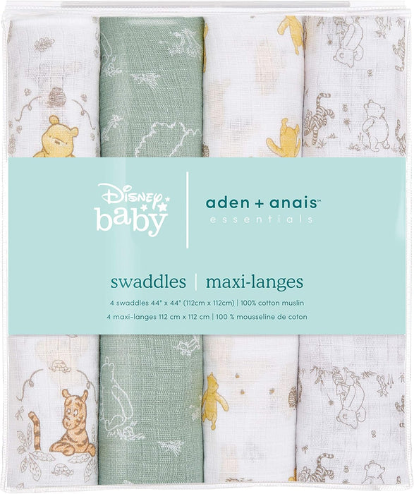 Lot de 4 couvertures d'emmaillotage en mousseline de coton Aden &amp; Anais Essentials