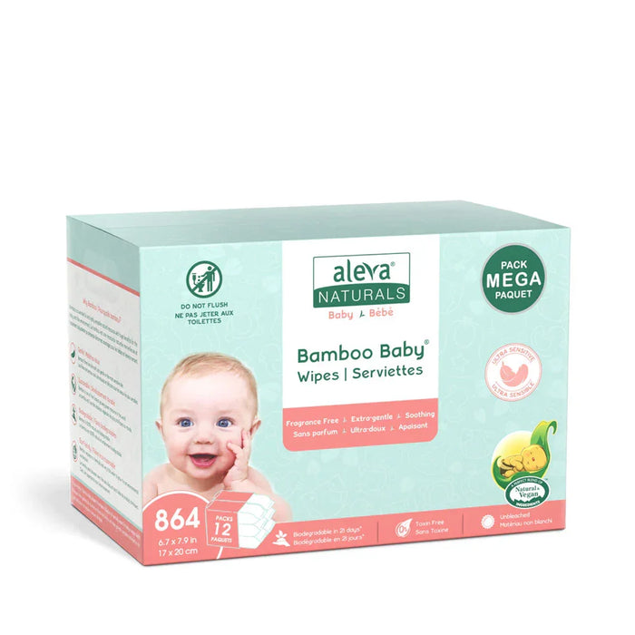 Aleva® - Aleva Naturals® Bamboo Baby® Sensitive Wipes – Mega Pack (12 x 72 Count)