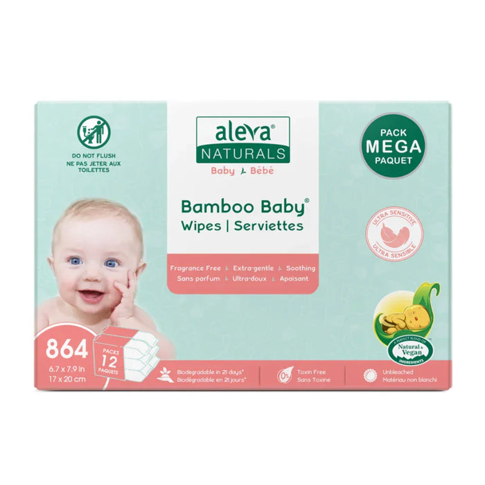 Aleva® - Aleva Naturals® Bamboo Baby® Sensitive Wipes – Mega Pack (12 x 72 Count)