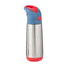 b.box insulated stainless steel drink bottle with blue and red lid shown upright on a white background.