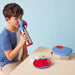 b.box insulated stainless steel drink bottle being used by a child at a lunch table with snacks.