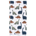 b.box flannel receiving blanket with a dinosaur print folded on a white background.