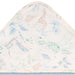 b.box hooded baby towel with pastel animal print shown folded to display the hood