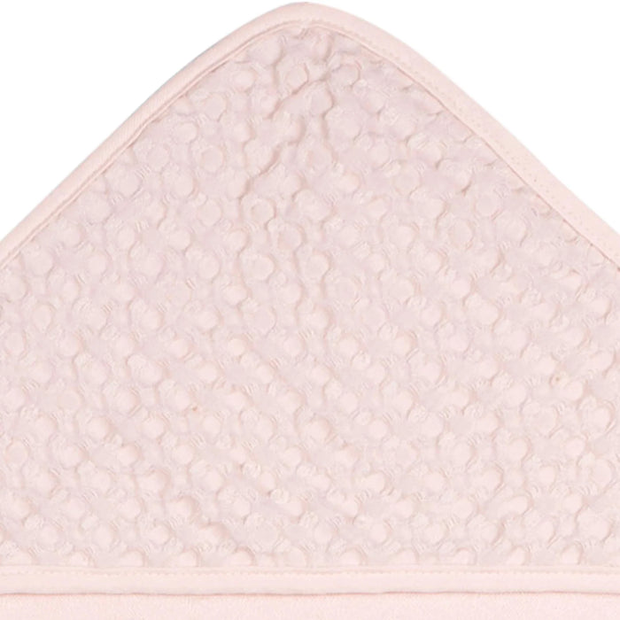 b.box hooded baby towel in rose color showing close-up of textured hood fabric.