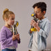 b.box insulated water bottle Batman design held by two kids, drinking together indoors