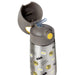 b.box insulated water bottle with Batman print, shown with flip top open and silicone straw visible.