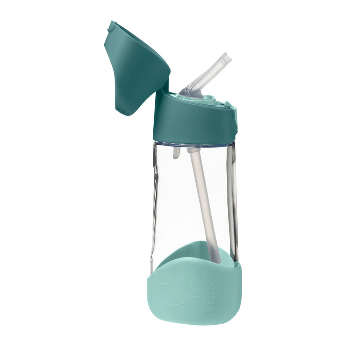 b.box kids tritan drink bottle with teal lid and straw, shown upright on white background