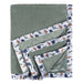 b.box microplush baby blanket dino time shown folded, with sage green plush and dinosaur print trim