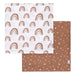 b.box muslin swaddle blanket set with boho rainbow and brown dotted patterns, folded on a flat surface.