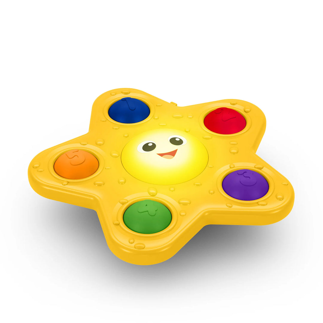 b.box pop & glow starfish sensory toy with colorful buttons, shown on a white background.