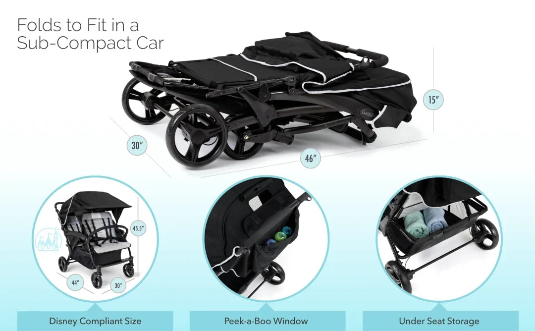 Gaggle Odyssey 4-Seat Quad Stroller by Foundations – Multi-Child Baby Stroller