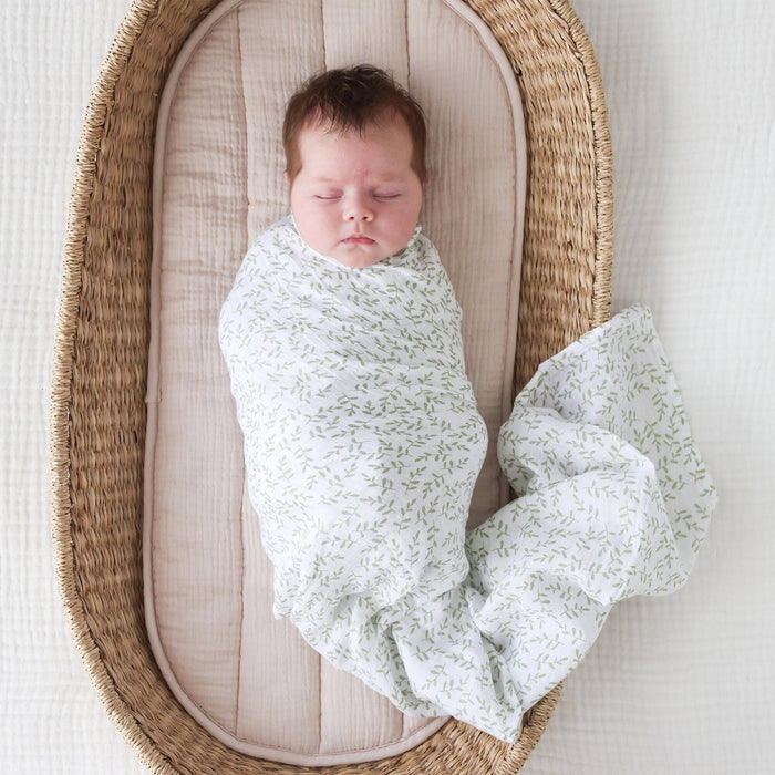 Lulujo Cotton Muslin Swaddle Blanket - Greenery