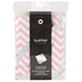 Kushies hooded towel and wash cloth set in pink and white chevron, packaged in clear plastic.