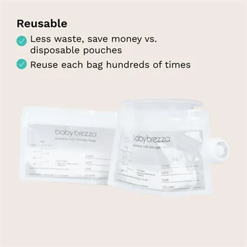 Sachets de Conservation Réutilisables de Lait Maternel Baby Brezza® avec Entonnoir de Remplissage | Lot de 10
