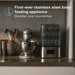 Baby Brezza Super Fast Sterilizer and Dryer stainless steel on a modern kitchen countertop.