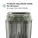 Baby Brezza Super Fast Sterilizer and Dryer with bottles inside on a white background.