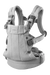 Light grey ergonomic baby carrier with adjustable padded straps and buckles