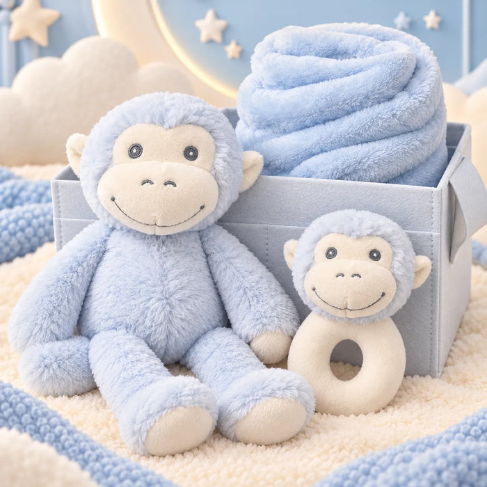 Baby Mode® 4-Piece Cuddly Comfort Gift Set | Blue Monkey