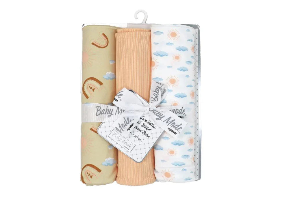 Baby Mode® - Baby Mode Knit Baby Swaddling Blankets - 3 Pack