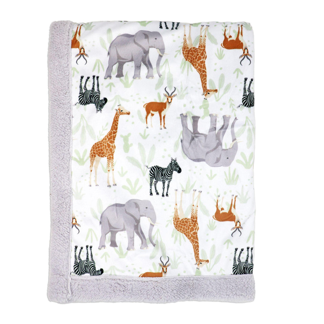 Baby Mode® - Baby Mode Reversible Baby Blanket - Grey Safari Animals