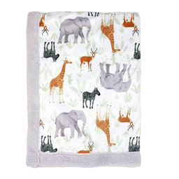 Baby Mode® - Baby Mode Reversible Baby Blanket - Grey Safari Animals