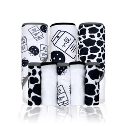 Baby Mode® - So Cute by Baby Mode 8pc Bath Set - 3 Hooded Towels - 5 Washcloths - Charcoal Milk & Cookies