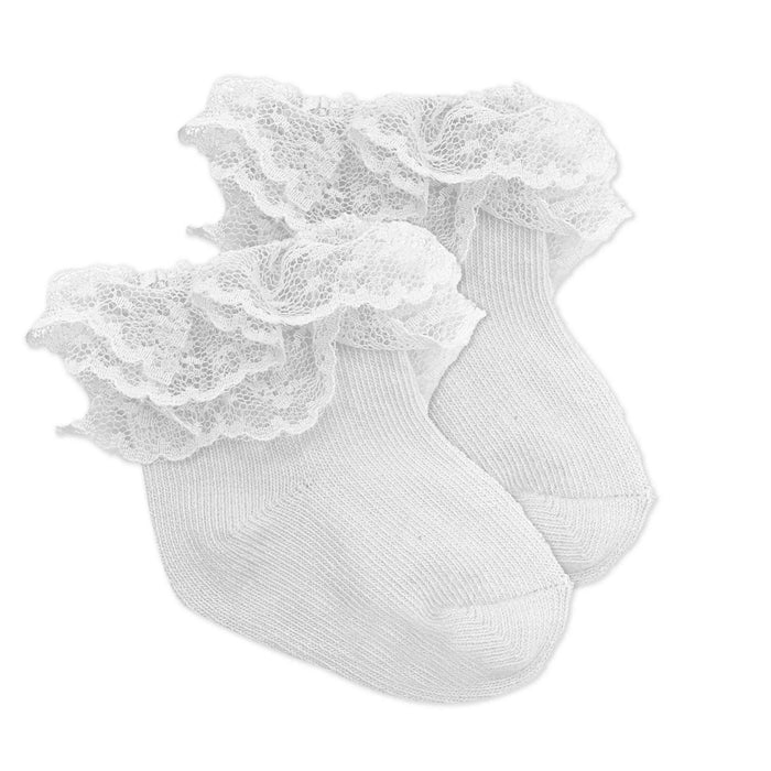 Baby Mode Signature - Baby Mode Infant &Baby Girls’ Lace Ruffle Socks – 3-Pair Set (0–6M)