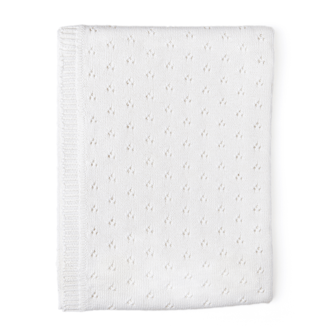 Baby Mode Signature - Baby Mode Signature Pointelle 100% Cotton Blanket - White