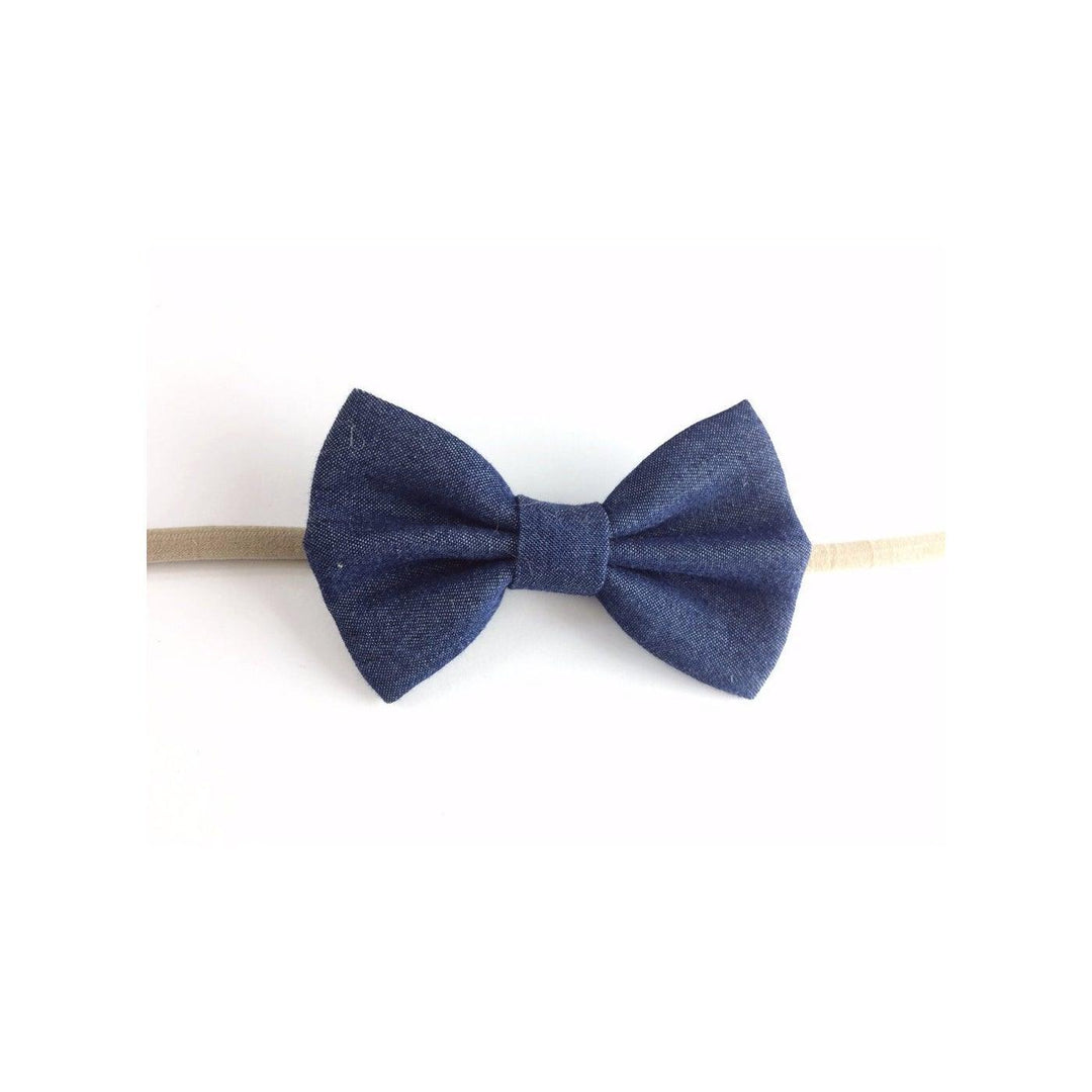 Baby Wisp - Baby Wisp Headband - Big Blue Denim Bow - 3M+