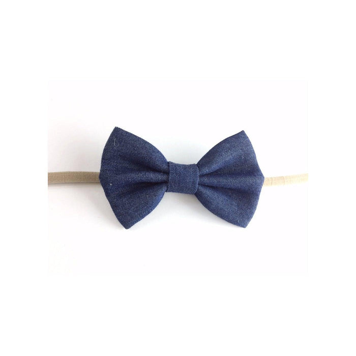Baby Wisp - Baby Wisp Headband - Big Blue Denim Bow - 3M+